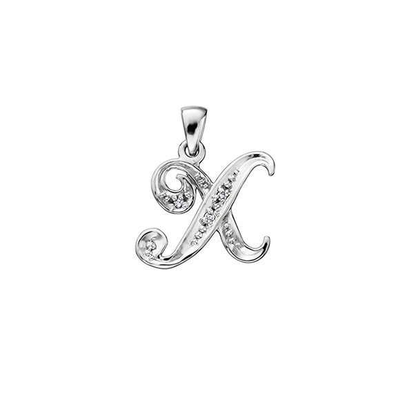 Picture of Cheri J adore PP2226X-W-10 Diamond 0.015 Carat Weight Initial X Pendant&#44; Silver - 10K White Gold