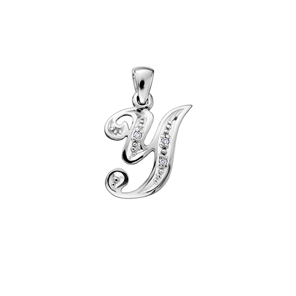 Picture of Cheri J adore PP2226Y-W-10 Diamond 0.015 Carat Weight Initial Y Pendant&#44; Silver - 10K White Gold