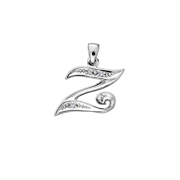 Picture of Cheri J adore PP2226Z-W-10 Diamond 0.015 Carat Weight Initial Z Pendant&#44; Silver - 10K White Gold