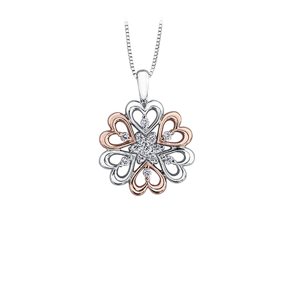 Picture of Cheri J adore PP3170WR-14C-10 Diamond 0.025 & 0.12 Carat Weight Pendant&#44; Silver & Rose - 10K White Gold & Rose Gold