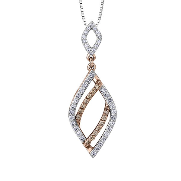 Picture of Cheri J adore PP3551RW-30C-10 Diamond 0.084&#44; 0.182 & 0.035 Carat Weight Pendant&#44; Silver & Rose - 10K White & Rose Gold