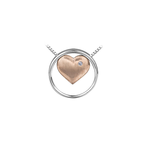 Picture of Cheri J adore PP3575SRC Diamond 0.01 Carat Weight Pendant&#44; Silver & Rose - 10K Rose Gold & Sterling Silver