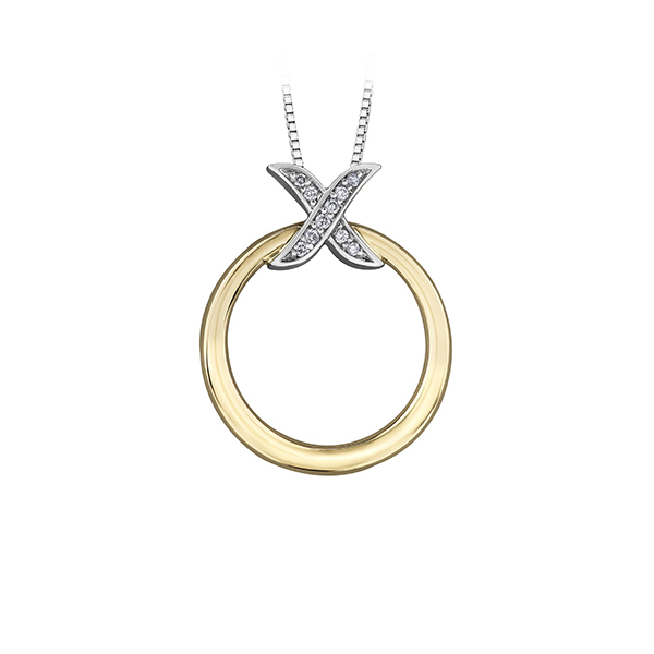 Picture of Cheri J adore PP3821YW-07C-10 Diamond 0.048 & 0.025 Carat Weight Pendant&#44; Silver & Gold - 10K Gold & White Gold