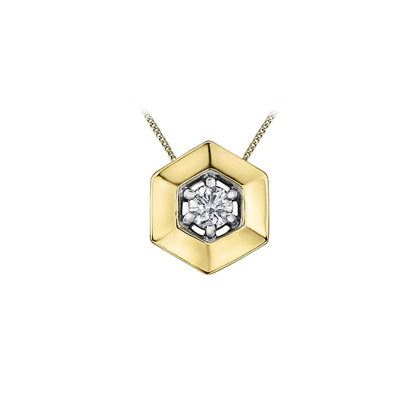 Picture of Cheri J adore PP3823-10C-10 Diamond 0.1 Carat Weight Pendant&#44; Silver & Gold - 10K Gold & White Gold