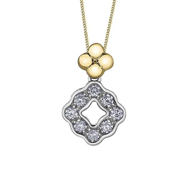 Picture of Cheri J adore PP3875YW-25C-10 Diamond 0.25 Carat Weight Pendant&#44; Silver & Gold - 10K Gold & White Gold