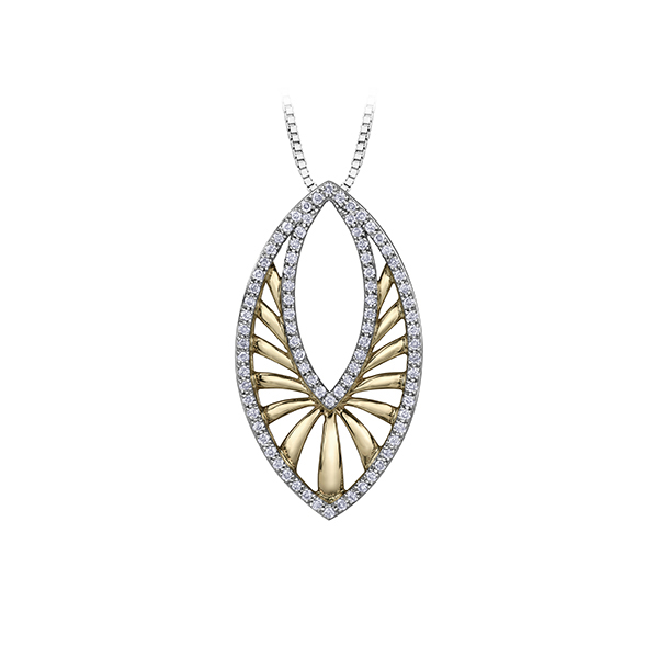 Picture of Cheri J adore PP3886WT-25C-10 Diamond 0.25 Carat Weight Oval Pendant&#44; Silver & Gold - 10K Gold & White Gold