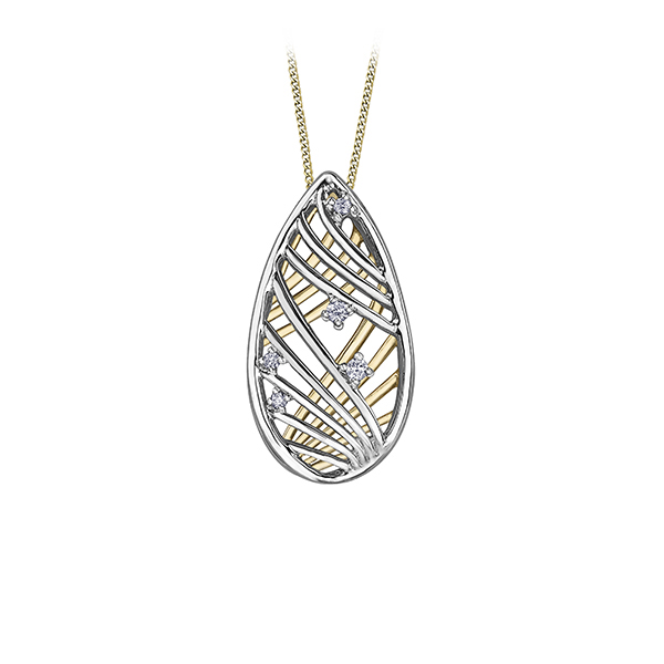 Picture of Cheri J adore PP3888YW-06C-10 Diamond 0.034&#44; 0.01 & 0.016 Carat Weight Pendant&#44; Silver & Gold - 10K Gold & White Gold
