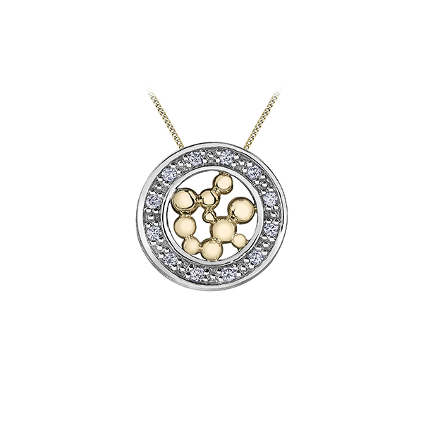 Picture of Cheri J adore PP3907WY-12C-10 Diamond 0.12 Carat Weight Pendant&#44; Silver & Gold - 10K Gold & White Gold