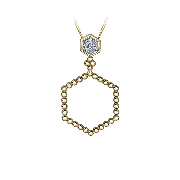 Picture of Cheri J adore PP3909-05C-10 Diamond 0.05 Carat Weight Pendant&#44; Silver & Gold - 10K Gold & White Gold