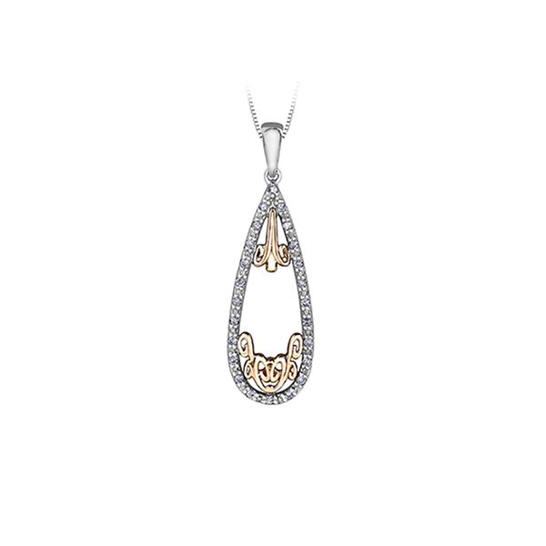 Picture of Cheri J adore PP3945WR-12C-10 Diamond 0.12 Carat Weight Pendant&#44; Silver & Rose - 10K White & Rose Gold