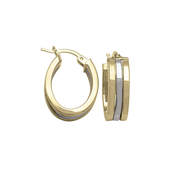 Picture of CJ ECZE133-14K-2T 2.9 gm 14K Two Tone Gold Hoop Earring&#44; Silver & Gold