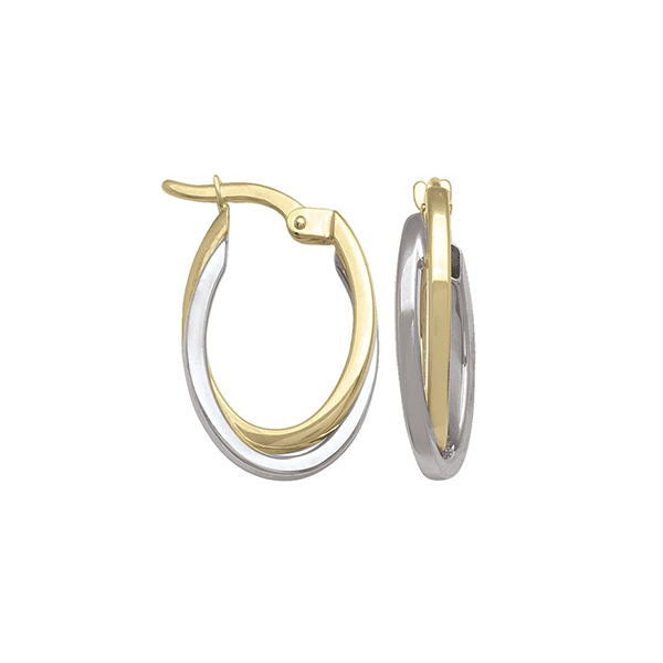 Picture of CJ ETECA13-10K-2T 1.5 gm 10K Two Tone Gold Hoop Earring&#44; Silver & Gold