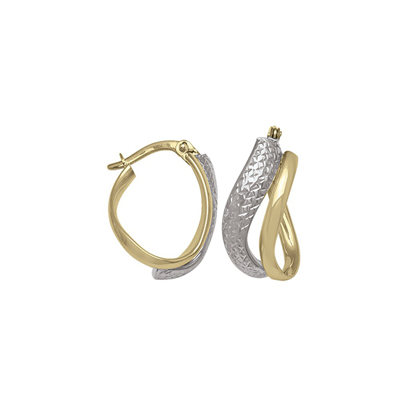 Picture of CJ ETECA148-10K-2T 1.8 gm 10K Two Tone Gold Hoop Earring&#44; Silver & Gold