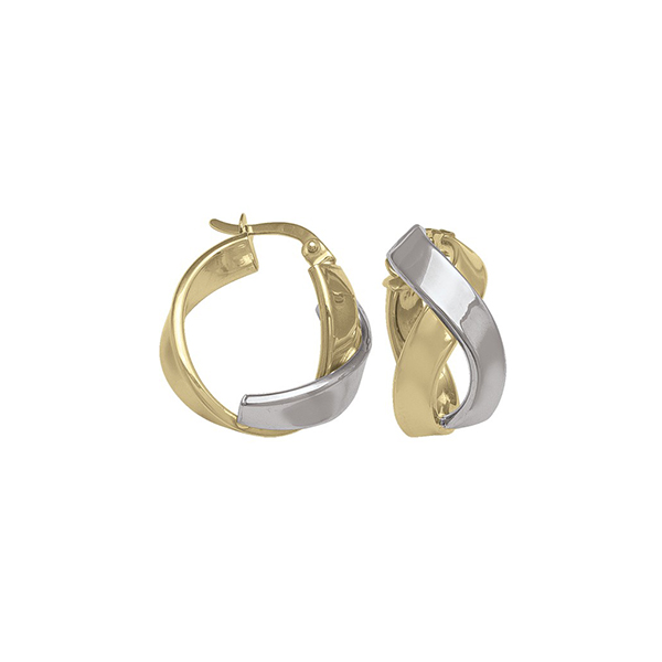 Picture of CJ ETECA194-10K-2T 2.1 gm 10K Two Tone Gold Hoop Earring&#44; Silver & Gold