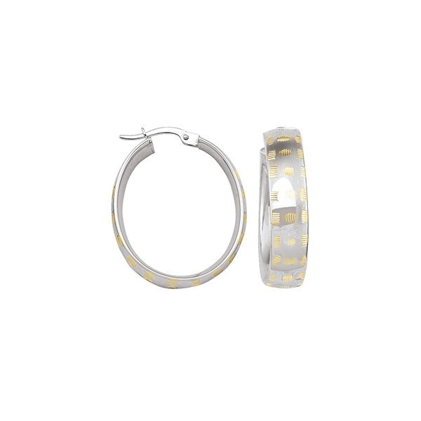 Picture of CJ ETECA198-10K-2T 3.5 gm 10K Two Tone Gold Hoop Earring&#44; Silver & Gold