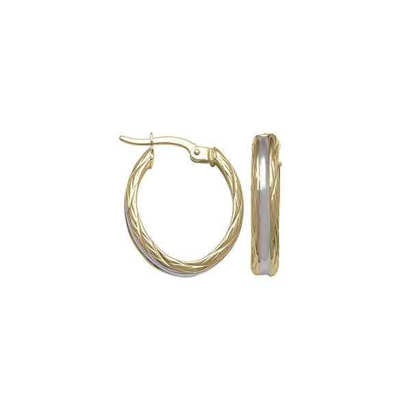 Picture of CJ ETECA22-10K-2T 1.7 gm 10K Two Tone Gold Hoop Earring&#44; Silver & Gold