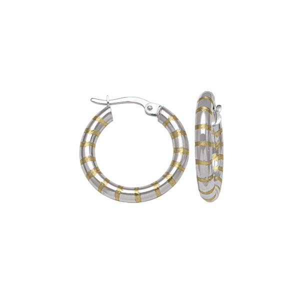 Picture of CJ ETECA25-10K-2T 1.9 gm 10K Two Tone Gold Hoop Earring&#44; Silver & Gold