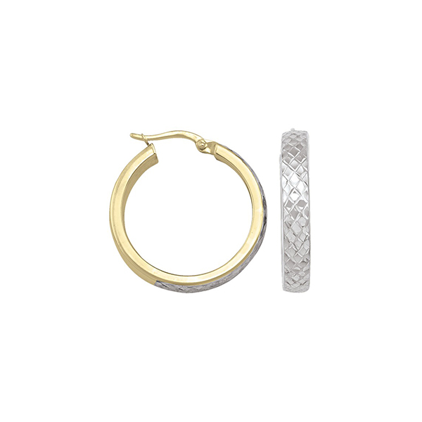 Picture of CJ ETECA31-10K-2T 2.5 gm 10K Two Tone Gold Hoop Earring&#44; Silver & Gold