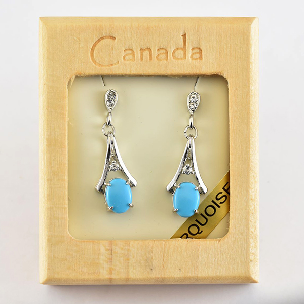 Picture of CJ EWTES223-W Turquoise Fashion Drop Earring&#44; Blue & Silver