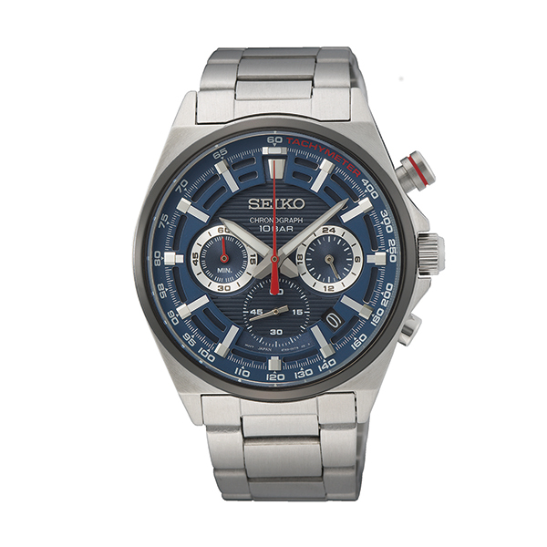 SSB407 Chronograph Men Watch, Silver & Blue -  Seiko