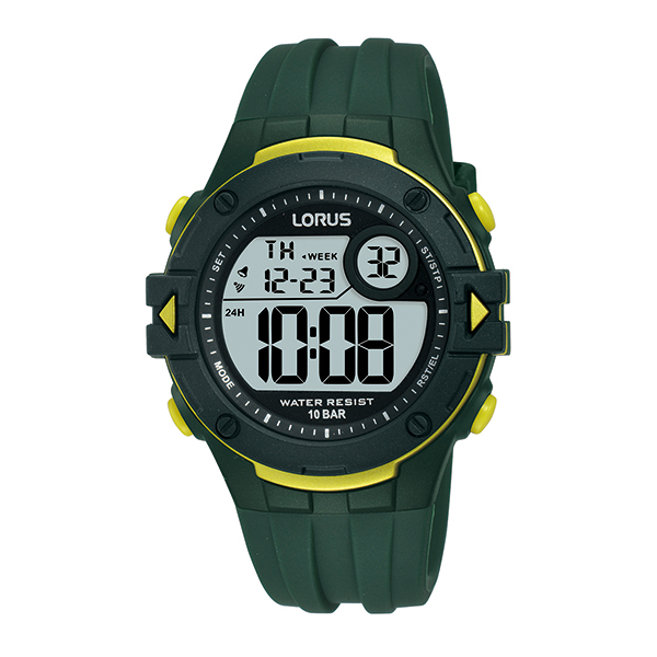 Picture of Lorus R2327P Digital Chronograph Watch&#44; Navy Green & Yellow