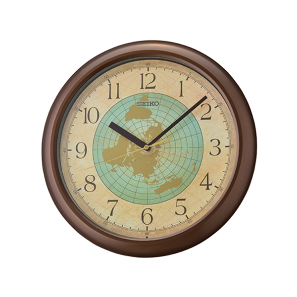 QHA006B Classic Globe Wall Clock, Brown -  Seiko