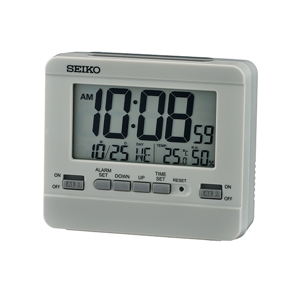 QHL086N Classic Desk Alarm Clock, Grey -  Seiko