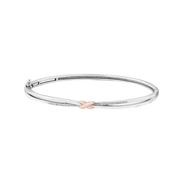 Picture of Cheri Jadore BBR872WR-10-10 0.10 Carat 10K Gold Diamond Bangle in Silver & Rose Gold