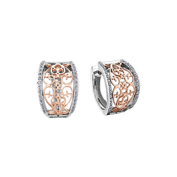 Picture of Cheri Jadore EE3534WR-33-10 0.33 Carat 10K White & Rose Gold Diamond Earrings in Silver