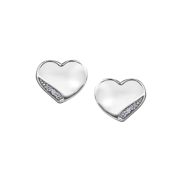 Picture of Cheri Jadore ELU27124W-10 0.024 Carat 10K White Gold Diamond Heart Earrings in Silver