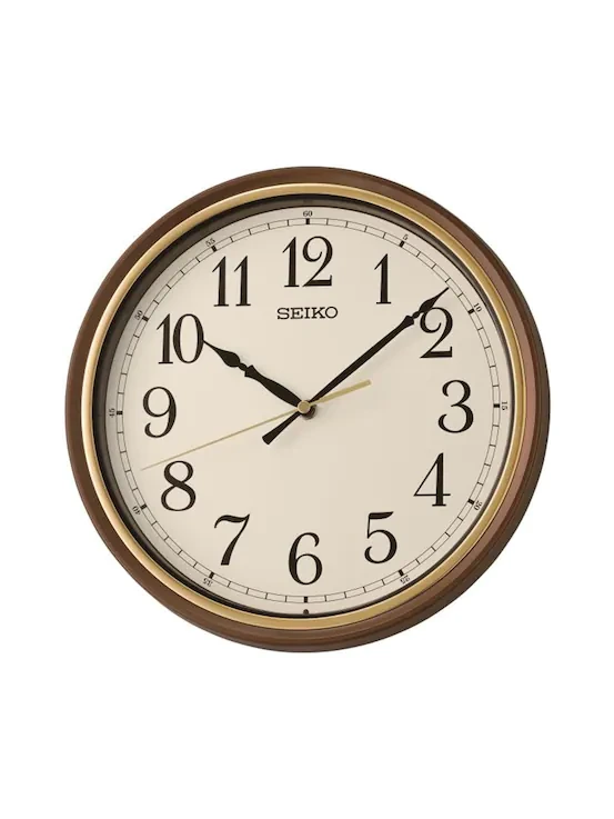 Clocks QHA008B 10.87 x 1.87 in. Dia. Classic Wall Clock, White & Brown -  Seiko