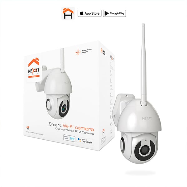 NHC-O612 V2 Smart Home 2K PTZ 2-Way Outdoor Camera, White -  NEXXT