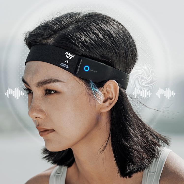 Picture of MATSUDA x HAKII MAT-HAKMIX-BLK Hakii Open Ear Bluetooth Headphones with Mic Black Sweatband&#44; IPX5 sweatproof Fast Charging&#44; 8HRS Playtime&#44; Compatible with iPhone & Android