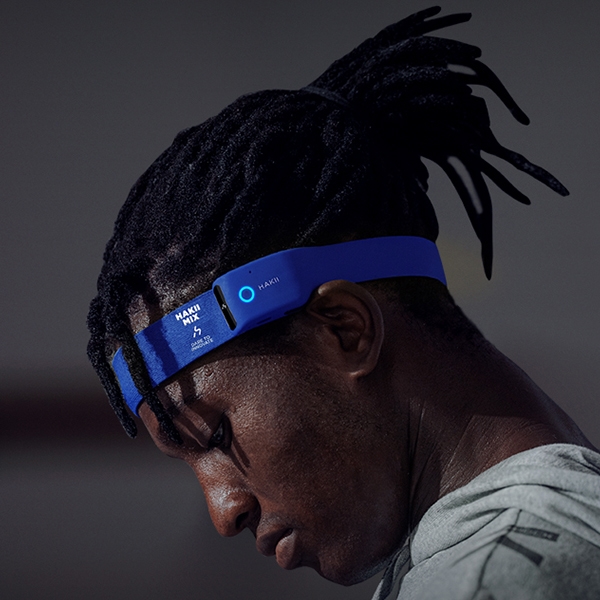 Picture of MATSUDA x HAKII MAT-HAKMIX-BLU Hakii Open Ear Bluetooth Headphones with Mic Blue Sweatband&#44; IPX5 sweatproof Fast Charging&#44; 8HRS Playtime&#44; Compatible with iPhone & Android