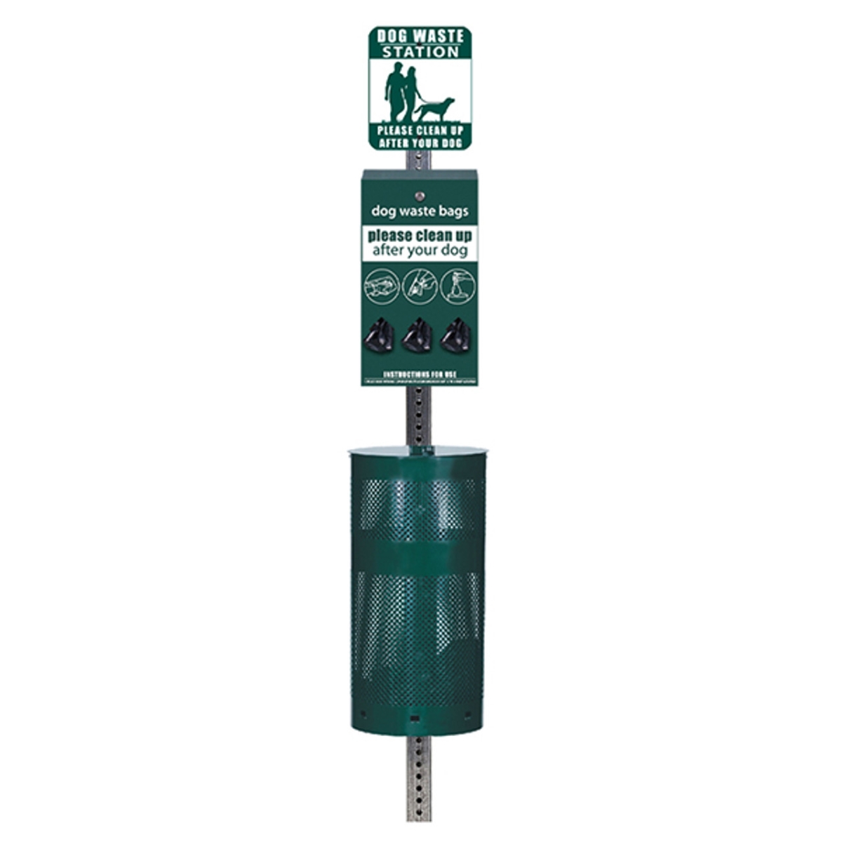 D006-B-GRN Standard Dog Waste Station, Green - Roll Bag