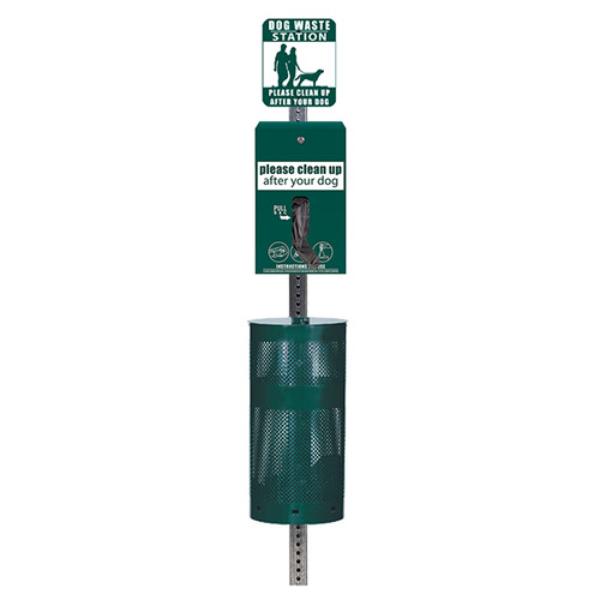 D913-B-GRN Standard Dog Waste Station, Green - EZ-TIE Hanging Bag