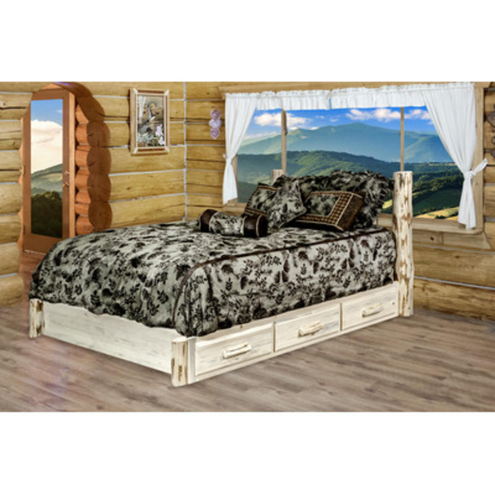 Picture of Montana Woodworks MWSBPFV Montana Collection Full Platform Bed with Storage, Clear Lacquer Finish