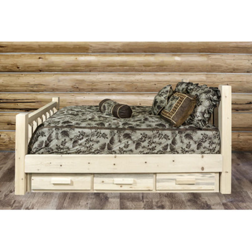 Picture of Montana Woodworks MWHCSBPTV Homestead Collection Twin Platform Bed with Storage, Clear Lacquer Finish