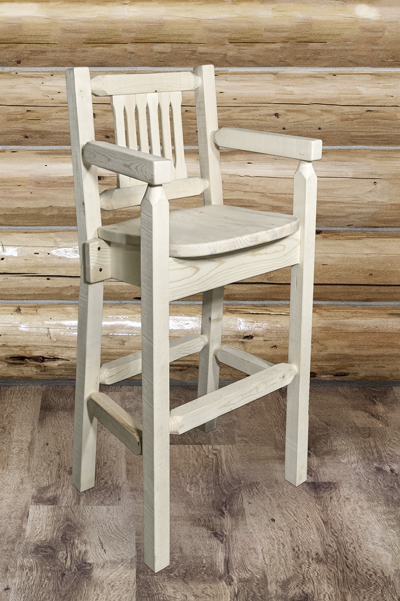 Picture of Montana Woodworks MWHCBSWCASV24 Homestead Collection Counter Height Captains Barstool, Clear Lacquer Finish