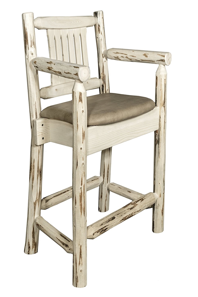Picture of Montana Woodworks MWBSWCASBUCK24 Montana Collection Counter Height Captains Barstool - Buckskin Upholstery, Ready to Finish