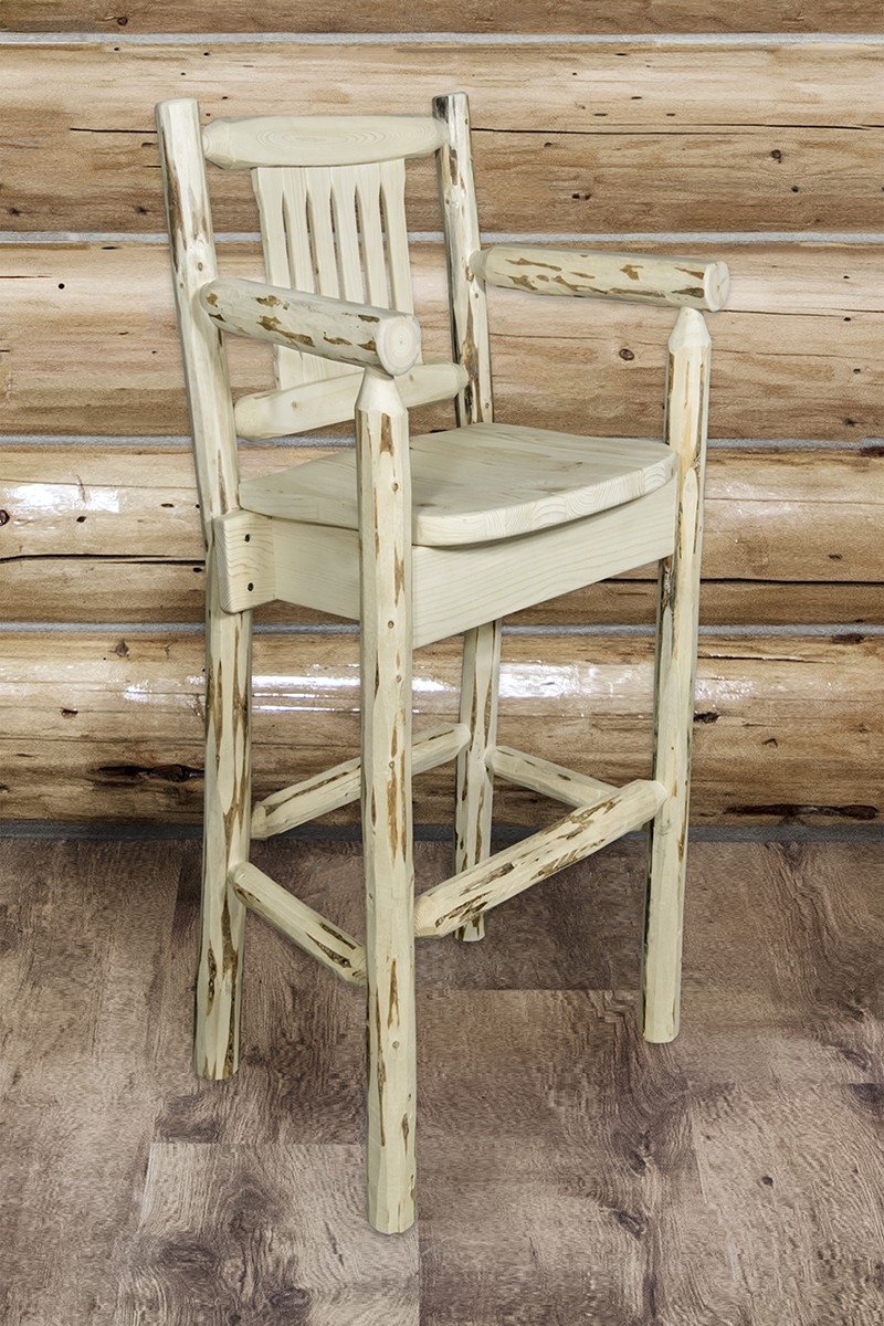 Picture of Montana Woodworks MWBSWCASSADD24 Montana Collection Counter Height Captains Barstool - Saddle Upholstery, Ready to Finish