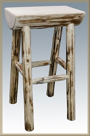 Picture of Montana Woodworks MWBNHL24 Montana Collection Counter Height Half Log Barstool
