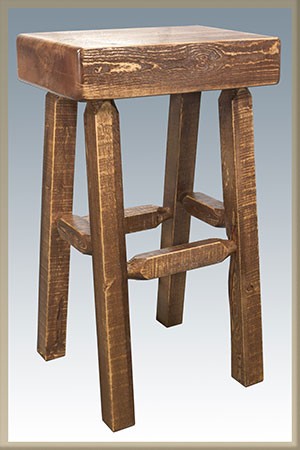 Picture of Montana Woodworks MWHCBNHLSL24 Homestead Collection Counter Height Half Log Barstool, Stain & Lacquer