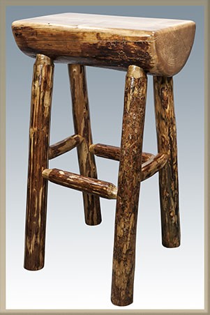 Picture of Montana Woodworks MWGCBNHL24EXT Glacier Country Collection Counter Height Half Log Barstool with Exterior Stain