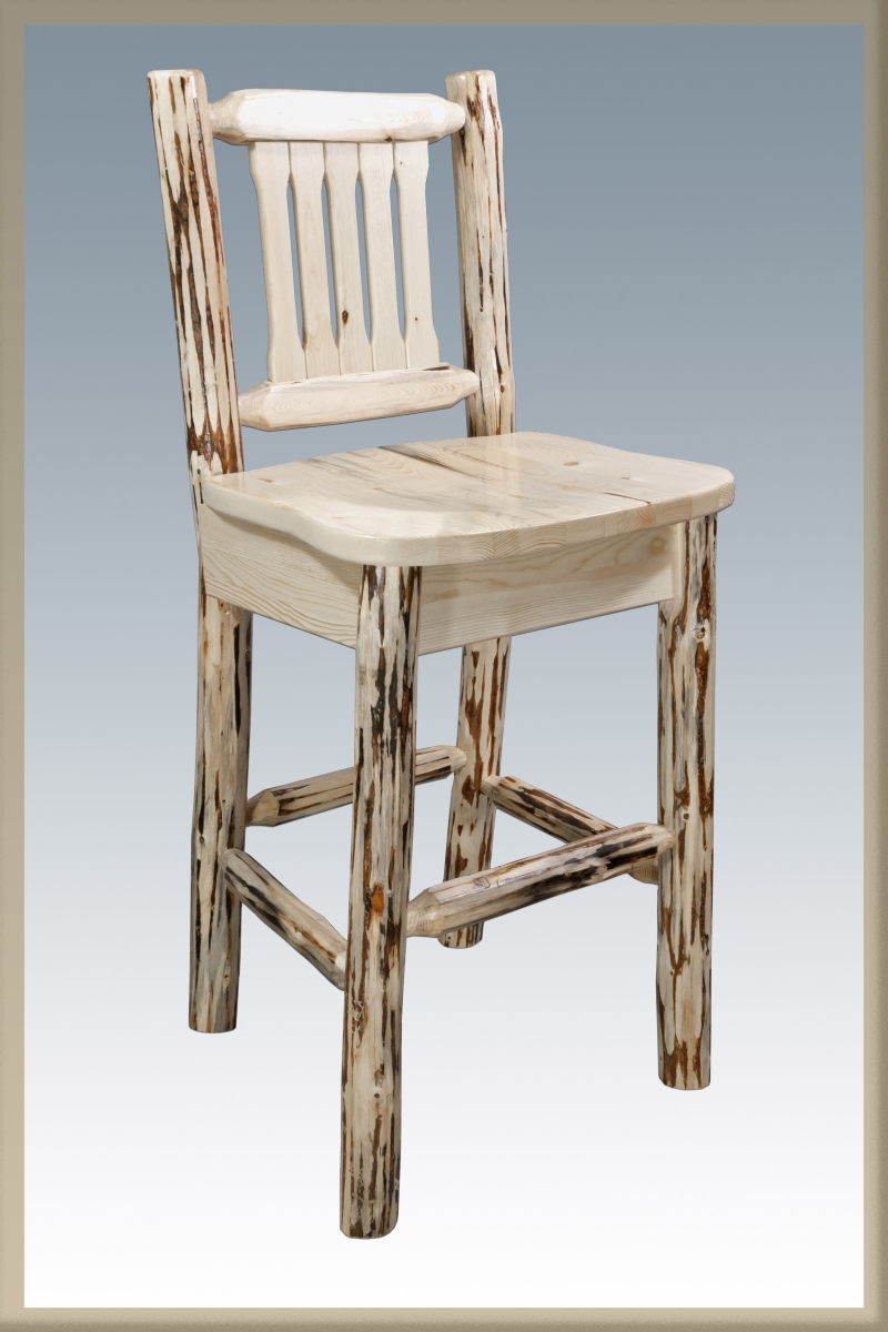 Picture of Montana Woodworks MWBSWNRV24 Montana Collection Counter Height Barstool with Back&#44; Clear Lacquer