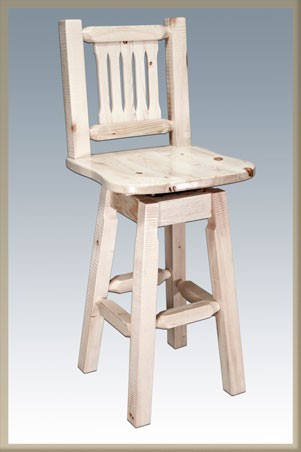 Picture of Montana Woodworks MWHCBSWSNR24 Homestead Collection Counter Height Barstool with Back & Swivel