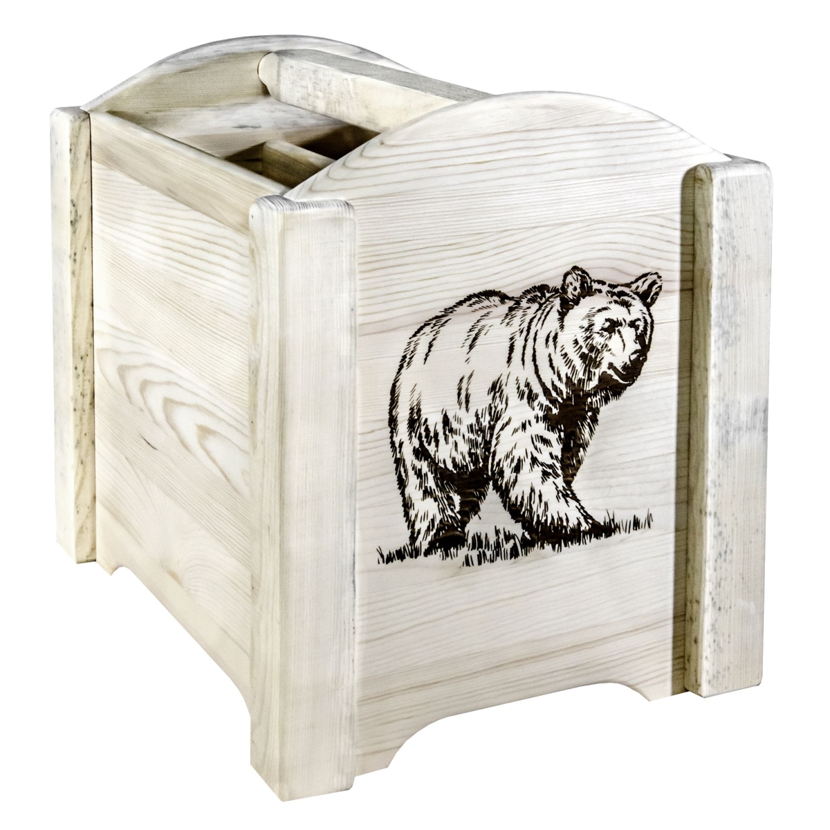 Picture of Montana Woodworks MWHCMAGLZBEAR Homestead Collection Magazine Rack with Laser Engraved Bear Design