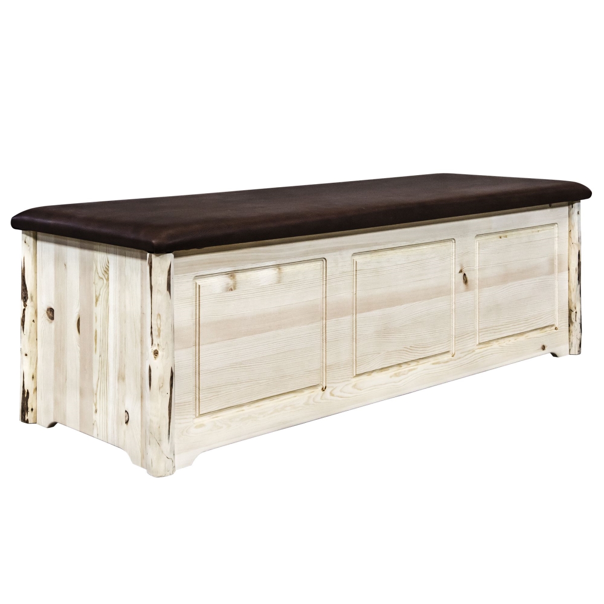 Picture of Montana Woodworks MWSBCVSADD Montana Blanket Chest, Saddle Upholstery, Clear Lacquer