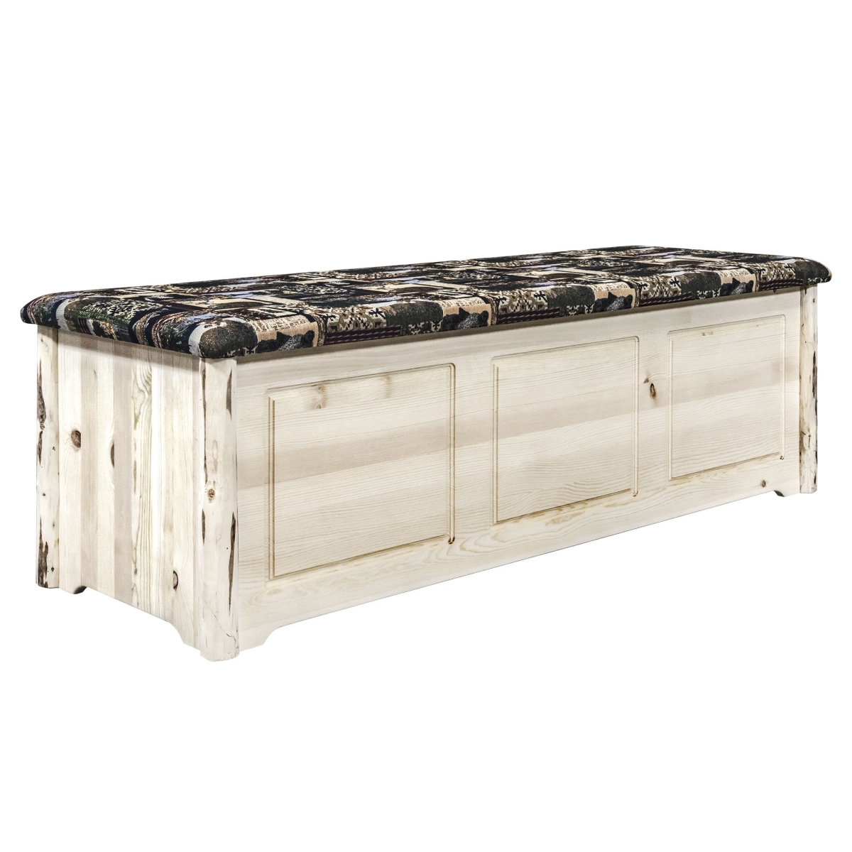 Picture of Montana Woodworks MWSBCVWOOD Montana Blanket Chest, Woodland Upholstery, Clear Lacquer