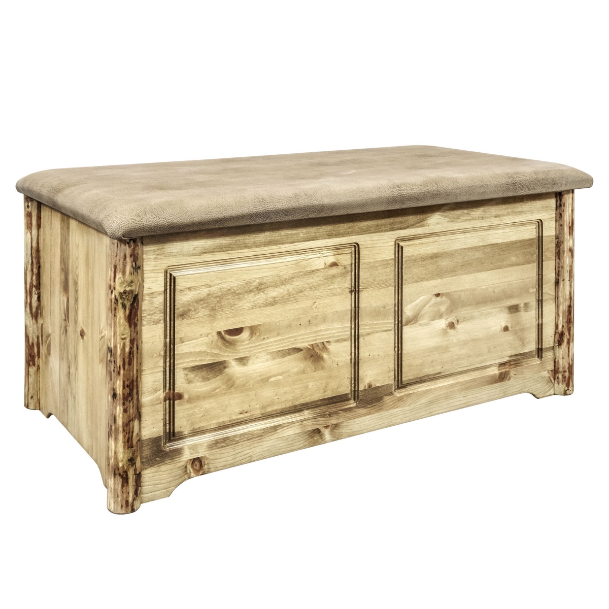 Picture of Montana Woodworks MWGCSBCSBUCK Glacier Country Small Blanket Chest, Buckskin Upholstery